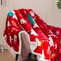 Puszysty koc świąteczny 160x200 Choinki Bałwanki Świąteczne Czerwony BARANEK 