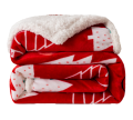 Puszysty koc świąteczny 160x200 Choinki Bałwanki Świąteczne Czerwony BARANEK 
