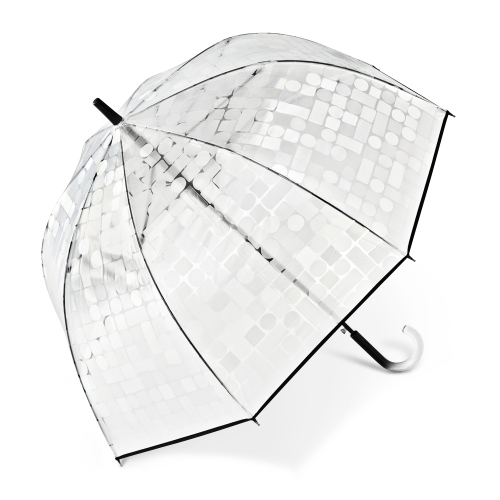 Parasol Pierre Cardin Biało Czarny Przezroczysty Long AC Domeshape Transparence 3D