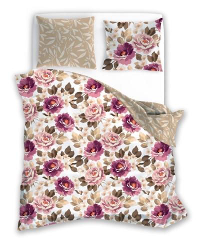 Pościel Satynowa 140x200 Milagro Kwiaty Dwustronna