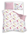 Pościel Satynowa 140x200 Milagro Kwiaty Dwustronna jasna różowa