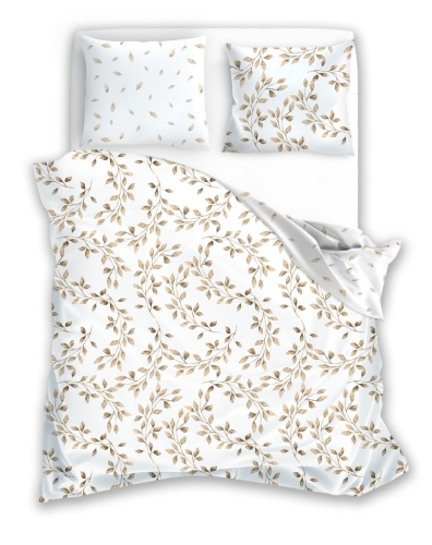 Pościel Satynowa 140x200 Milagro Kwiaty beżowe na jasnym tle Dwustronna 