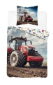 Pościel młodzieżowa 140x200 Traktor w polu Czerwony