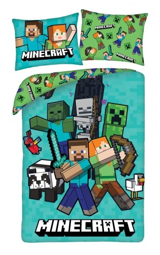Pościel Młodzieżowa 140X200 MINECRAFT Steve Creeper Mikrofibra  