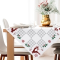 Bieżnik Świąteczny 80x80 Renifery kratka Plamoodporny wielokolorowy 