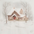 Pościel Świąteczna Satynowa 140x200 Merry Christmas Domek Jasna