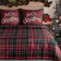 Pościel Świąteczna Bawełniana 160x200 Merry Christmas Kratka
