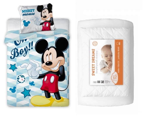 Komplet do łóżeczka 100x135 Kołdra + Pościel Myszka Miki Disney
