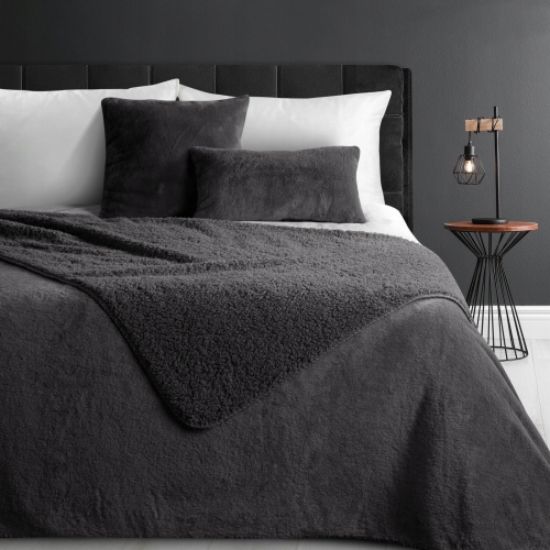 Narzuta dekoracyjna 220x240 Nina Stalowa Popiel Baranek Sherpa