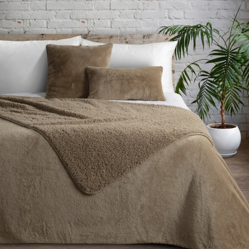 Narzuta dekoracyjna 220x240 Nina Beżowa Baranek Sherpa 