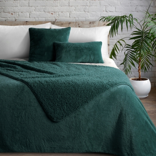 Narzuta dekoracyjna 220x240 Nina Ciemna Zielona Baranek Sherpa 