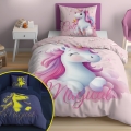 Pościel Świecąca w ciemności 140x200 Jednorożec Unicorn Tęczowy