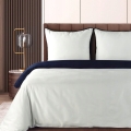 Pościel z Makosatyny bawełnianej 220x200 Biały + Granat Premium Jednobarwna 