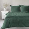Pościel Satynowa 160x200 Gładka w Pasy Premium zielony