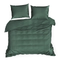 Pościel Satynowa 160x200 Gładka w Pasy Premium zielony