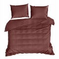 Pościel Satynowa 160x200 Gładka w Pasy Premium burgund/bordo