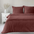 Pościel Satynowa 140x200 Gładka w Pasy Premium burgund/bordo 