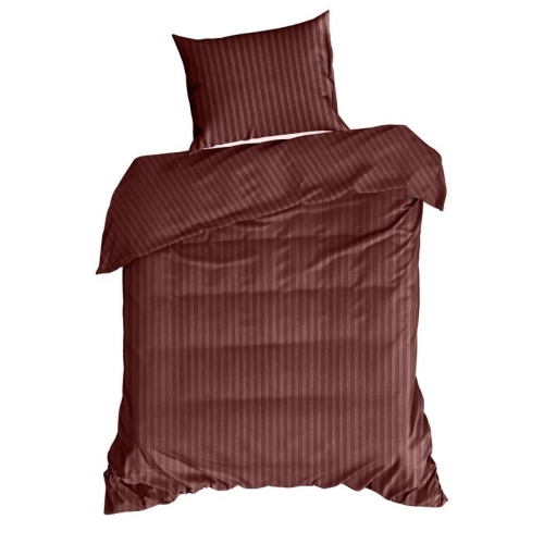 Pościel Satynowa 140x200 Gładka w Pasy Premium burgund/bordo 