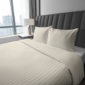 Pościel Satynowa 220x200 Gładka w Pasy Premium kremowa