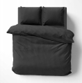 Pościel Satynowa 180x200 Gładka w Pasy Premium Czarna