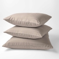Poszewka Adamaszek Pure paski z satyny bawełnianej 40x40 Beżowa Taupe