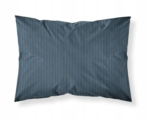 Poszewka Adamaszek Pure paski z satyny bawełnianej 70x80 Niebieska Denim