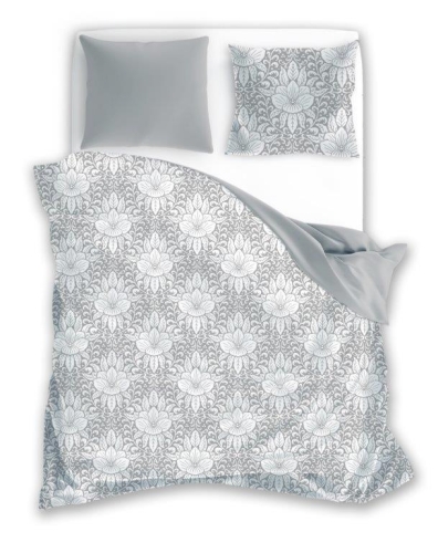Pościel Bawełniana 220x200 Gusto Kwiat Dwustronna szara/popiel  