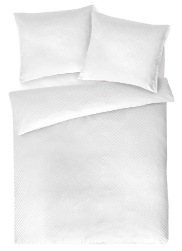 Posciel z Adamaszku 140x200 Geometryczna  paski 1 cm biała 