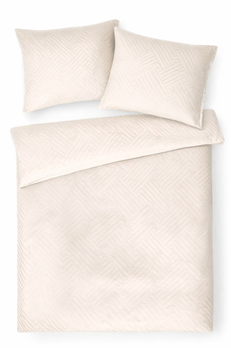 Posciel z Adamaszku 140x200 Geometryczna  paski 1 cm kremowa/beżowa 