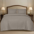 Posciel z Adamaszku 140x200 Geometryczna paski 1 cm beżowa taupe