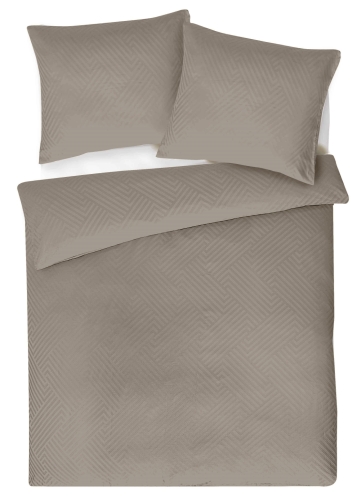 Posciel z Adamaszku 220x200 Geometryczna paski 1 cm beżowa taupe