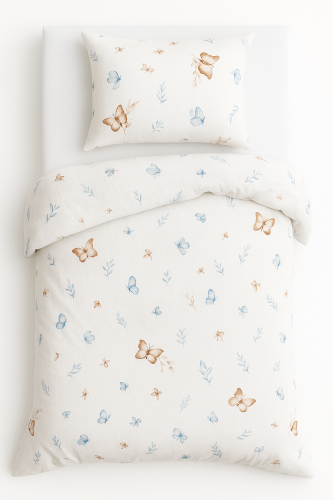 Pościel Muślinowa 140x200 druk Motylki 100% bawełna Premium  