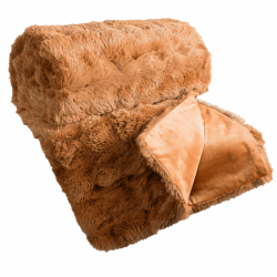 Koc narzuta dekoracyjna LILY 200x220 miodowy futrzany i puszysty efekt 3D