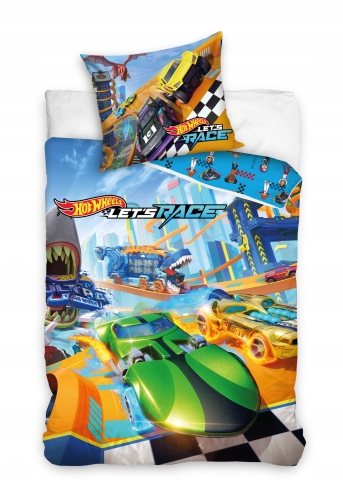 Pościel Młodzieżowa 140x200 Hot Wheels Samochody wyścigowe Oryginalna