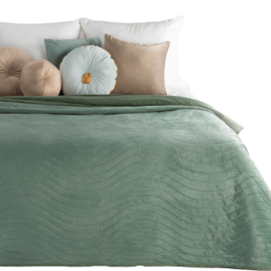 Narzuta dekoracyjna 220x240 Zielona welwetowa geometryczne pikowanie  