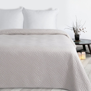 Narzuta dekoracyjna 220x240 Len Beżowa welwetowa geometryczne pikowanie 