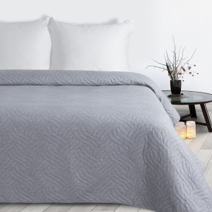 Narzuta dekoracyjna 170x210 Len Srebrna welwetowa geometryczne pikowanie  