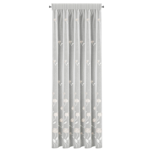 Firana gotowa Rosaly 140x270 kremowa + beżowa na taśmie