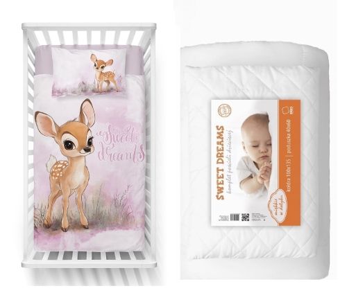 Komplet do łóżeczka 100x135 Kołdra + Pościel Jelonek Bambi 