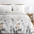 Pościel Satynowa 140x200 Gałązki w odcieniach beżu i szarości