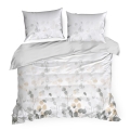 Pościel Satynowa 140x200 Gałązki w odcieniach beżu i szarości