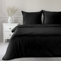 Pościel Satynowa 160x200 Gładka w Pasy Premium czarny