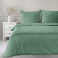 Pościel Satynowa 220x200 Gładka w Pasy Premium zielony 