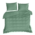 Pościel Satynowa 220x200 Gładka w Pasy Premium zielony 
