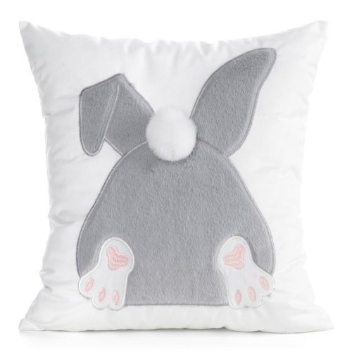 Poszewka Świąteczna 45x45 Królik Wielkanocny szara/srebrna