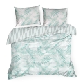Pościel Satynowa 140x200 Liście Zielona/Miętowa 