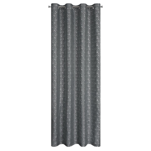 Zasłona gotowa na przelotkach 140x250 Semi Geometryczna Stalowa/Srebrna