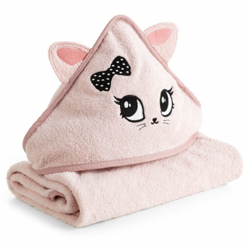  Ponczo dziecięce z kapturem 60x120 Ręcznik Kotek różowy