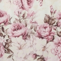 Pościel 220x200 Satynowa Mikrofibra Peony Kwiaty kremowa/różowa