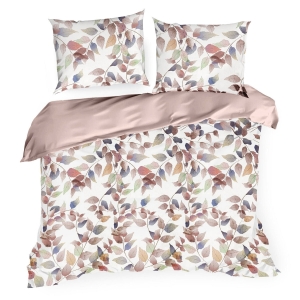 Pościel 140x200 Satynowa Mikrofibra Linda Kwiaty biały/ciemnoróżowy